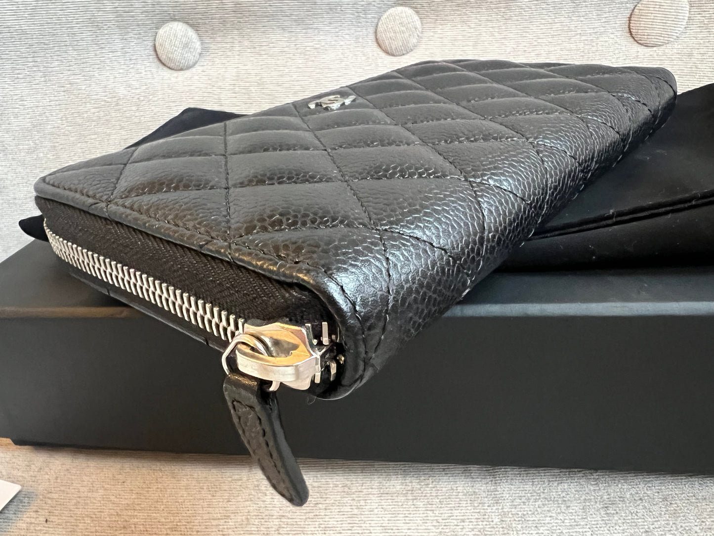 Chanel Black Caviar Classic Long Zipped wallet with Silver Hardware (RRP £1150)