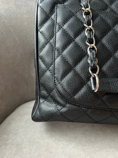 Chanel Black Caviar Grand Shopper Tote (GST) Silver Hardware