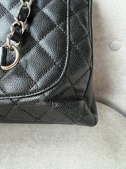 Chanel Black Caviar Grand Shopper Tote (GST) Silver Hardware