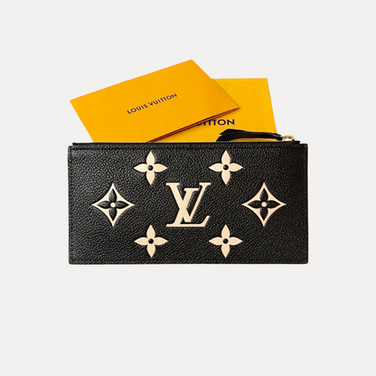 LOUIS VUITTON 2022 Monogram Empreinte Leather Zippy Coin Insert In Black/Beige