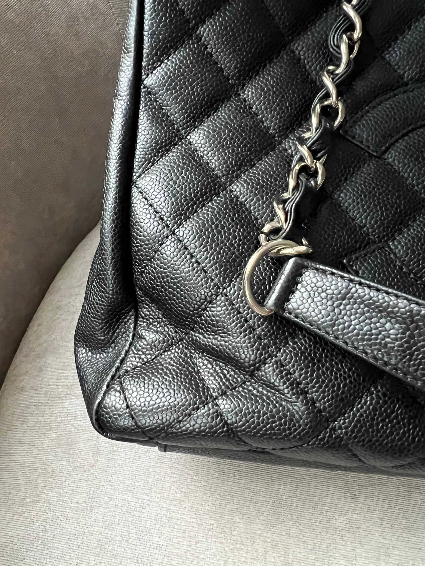 Chanel Black Caviar Grand Shopper Tote (GST) Silver Hardware