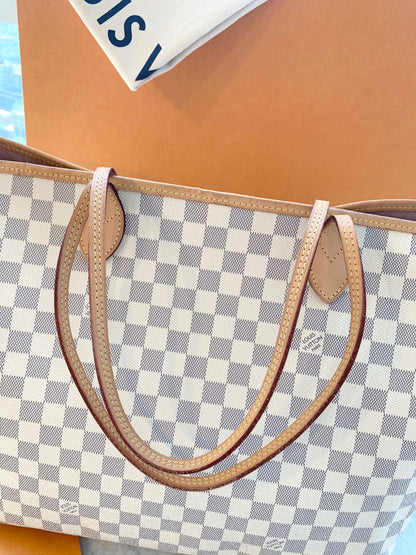 Louis Vuitton 2021 Neverfull GM Damier Azur Tote In Rose Ballerine