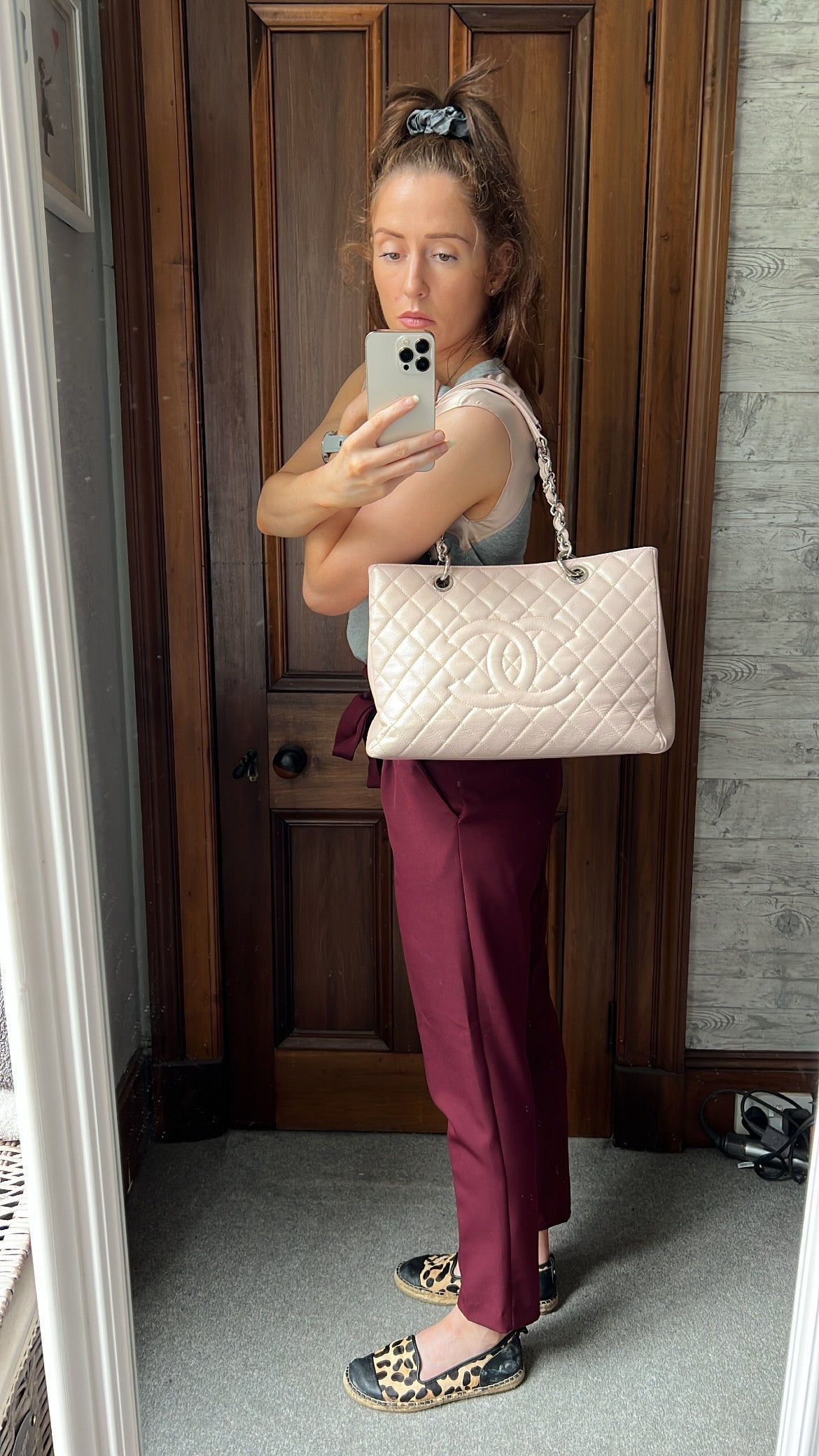 Chanel Light Pink Caviar Grand Shopper Tote with silver hardware (GST)