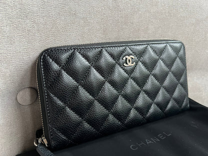 Chanel Black Caviar Classic Long Zipped wallet with Silver Hardware (RRP £1150)