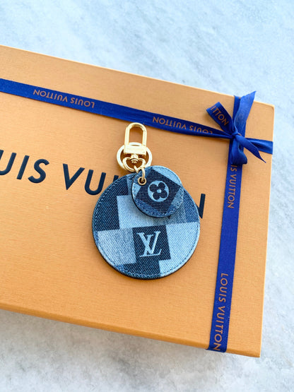 [SOLD]Louis Vuitton  Denim Monogram Patchwork Bag Charm/Key Holder