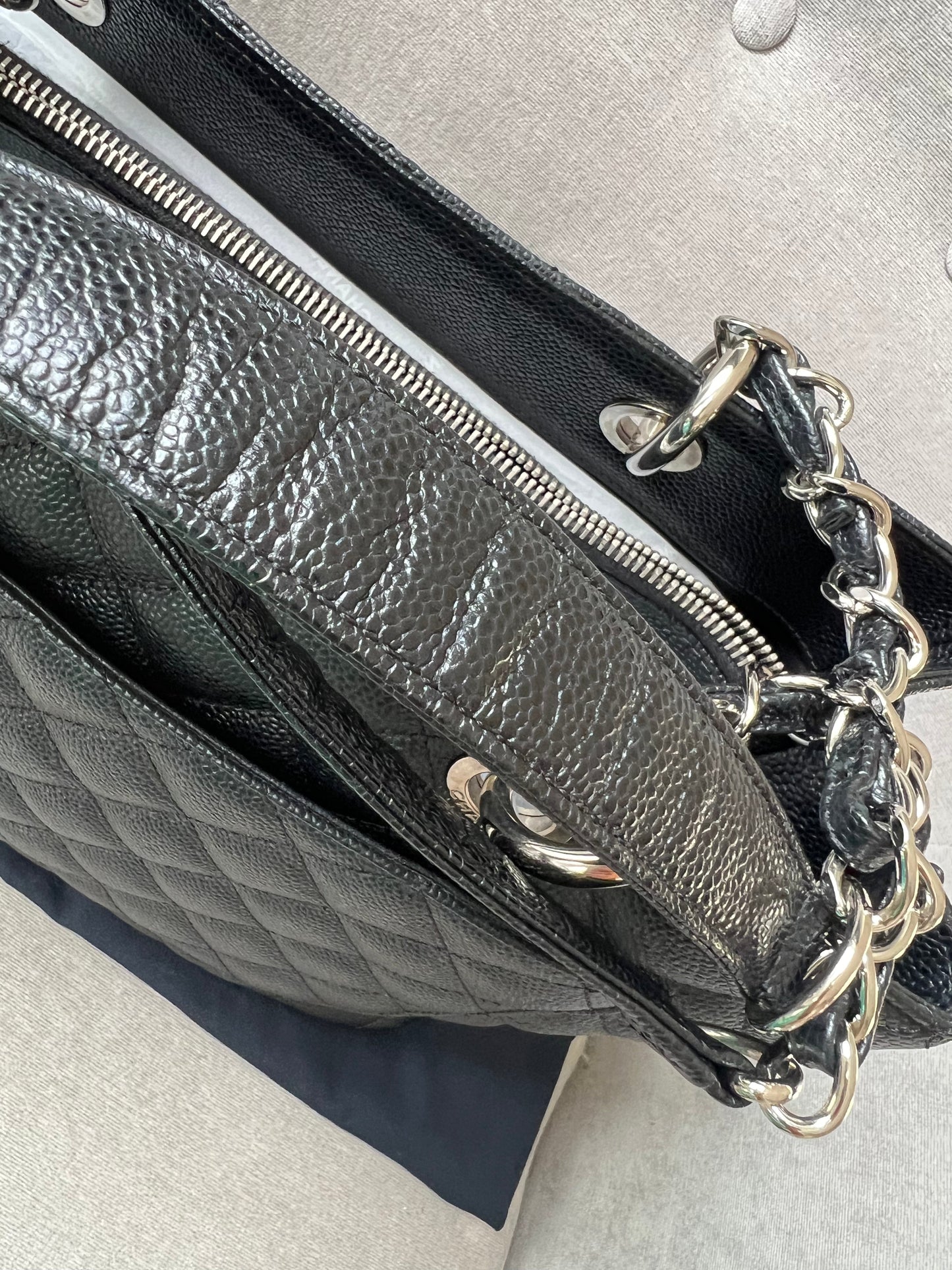 Chanel Black Caviar Grand Shopper Tote (GST) Silver Hardware