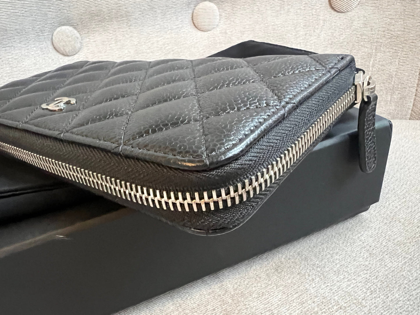 Chanel Black Caviar Classic Long Zipped wallet with Silver Hardware (RRP £1150)