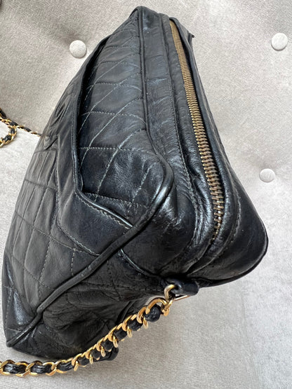 Chanel Vintage Black Lambskin Camera Bag with 24k Gold Hardware