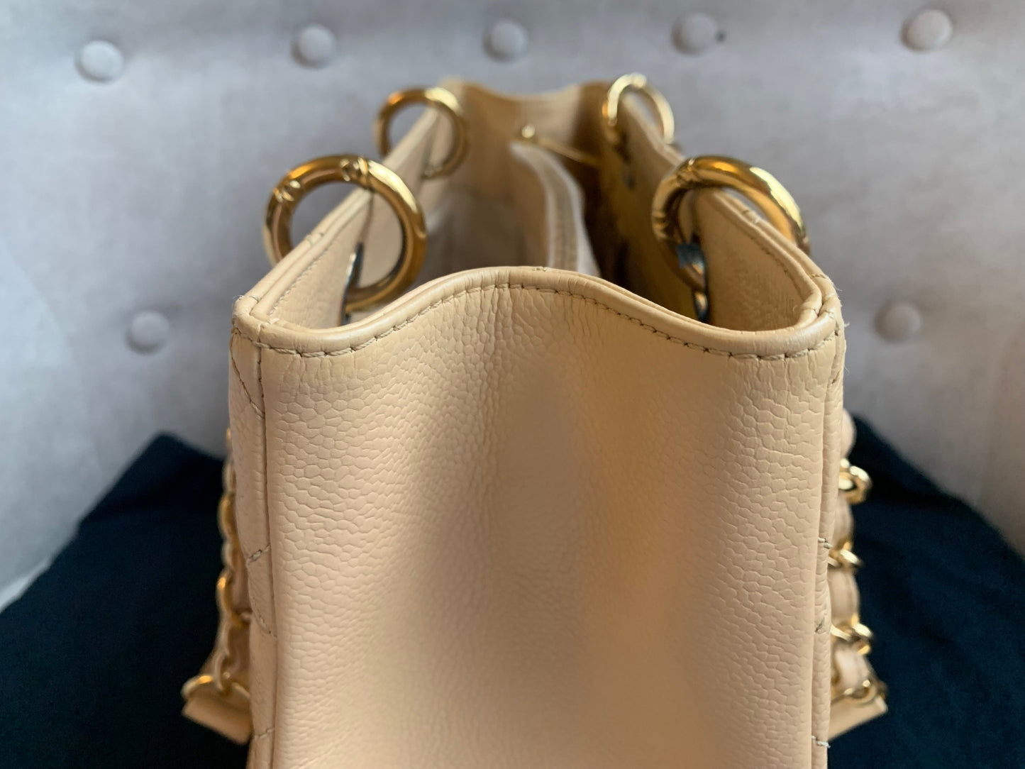 Chanel Beige Caviar Grand Shopper Tote with gold hardware (GST)