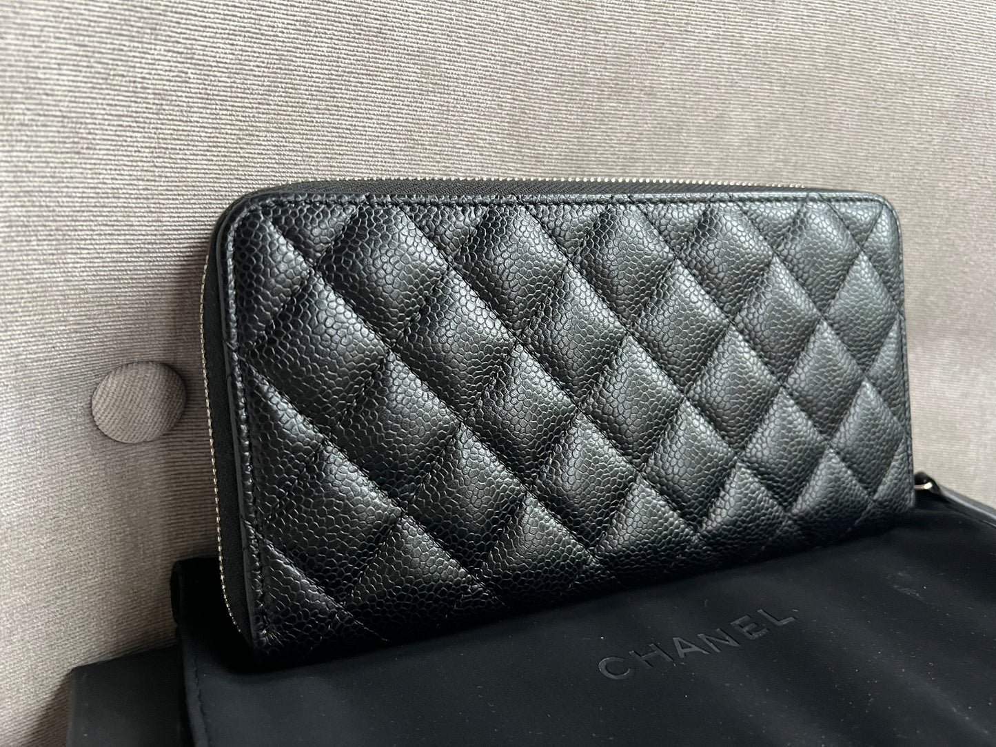 Chanel Black Caviar Classic Long Zipped wallet with Silver Hardware (RRP £1150)