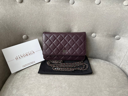 Chanel Aubergine Lambskin Wallet on Chain