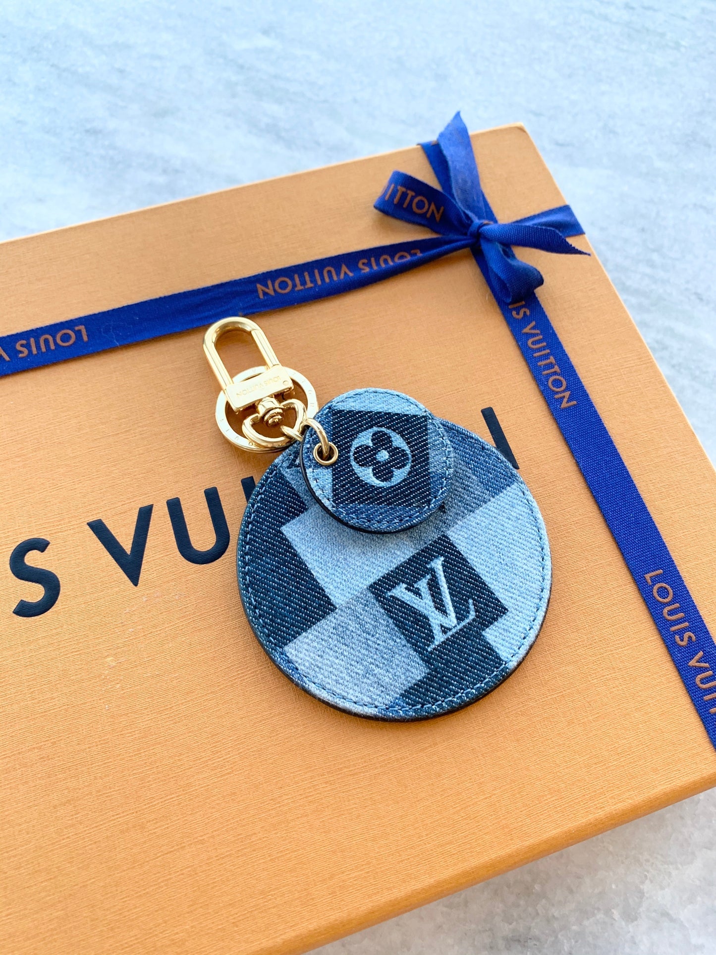 [SOLD]Louis Vuitton  Denim Monogram Patchwork Bag Charm/Key Holder