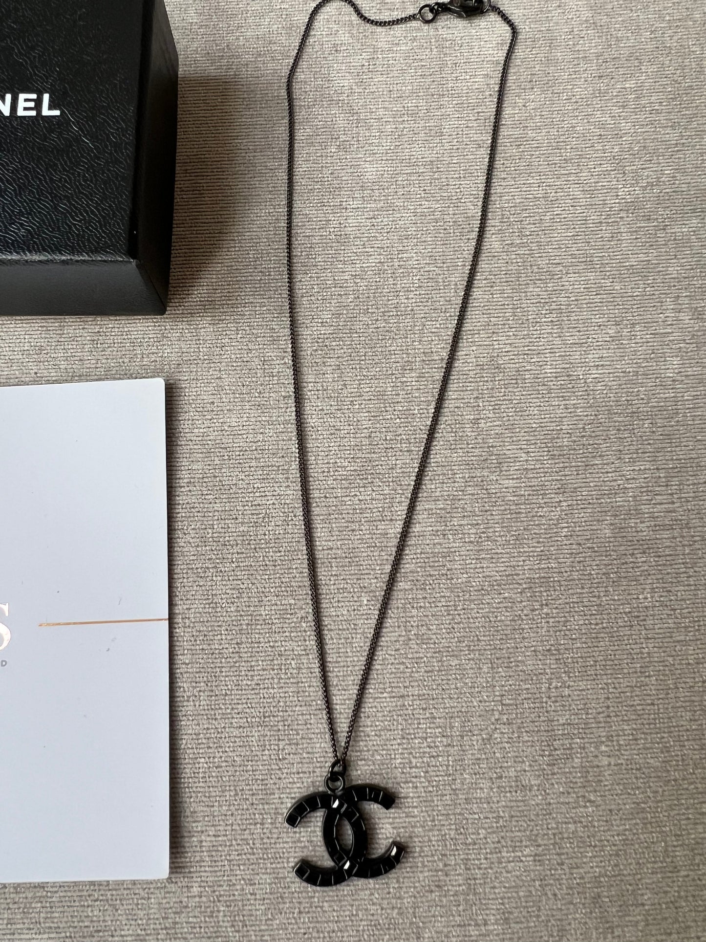 Chanel Black Crystal CC Pendant Necklace