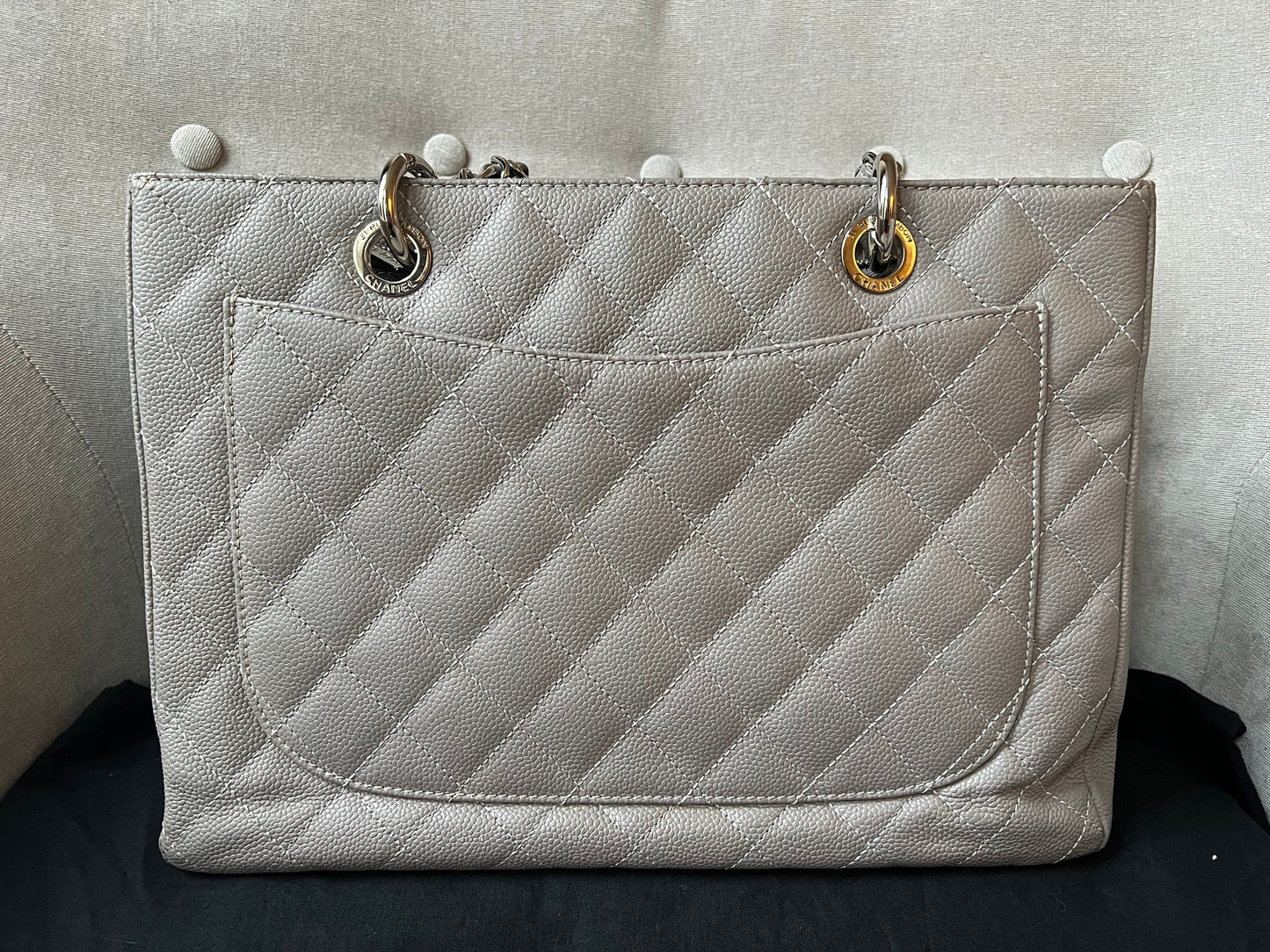 Chanel Grey Caviar Grand Shopper Tote (GST) Silver Hardware