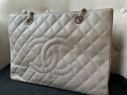 Chanel Grey Caviar Grand Shopper Tote (GST) Silver Hardware