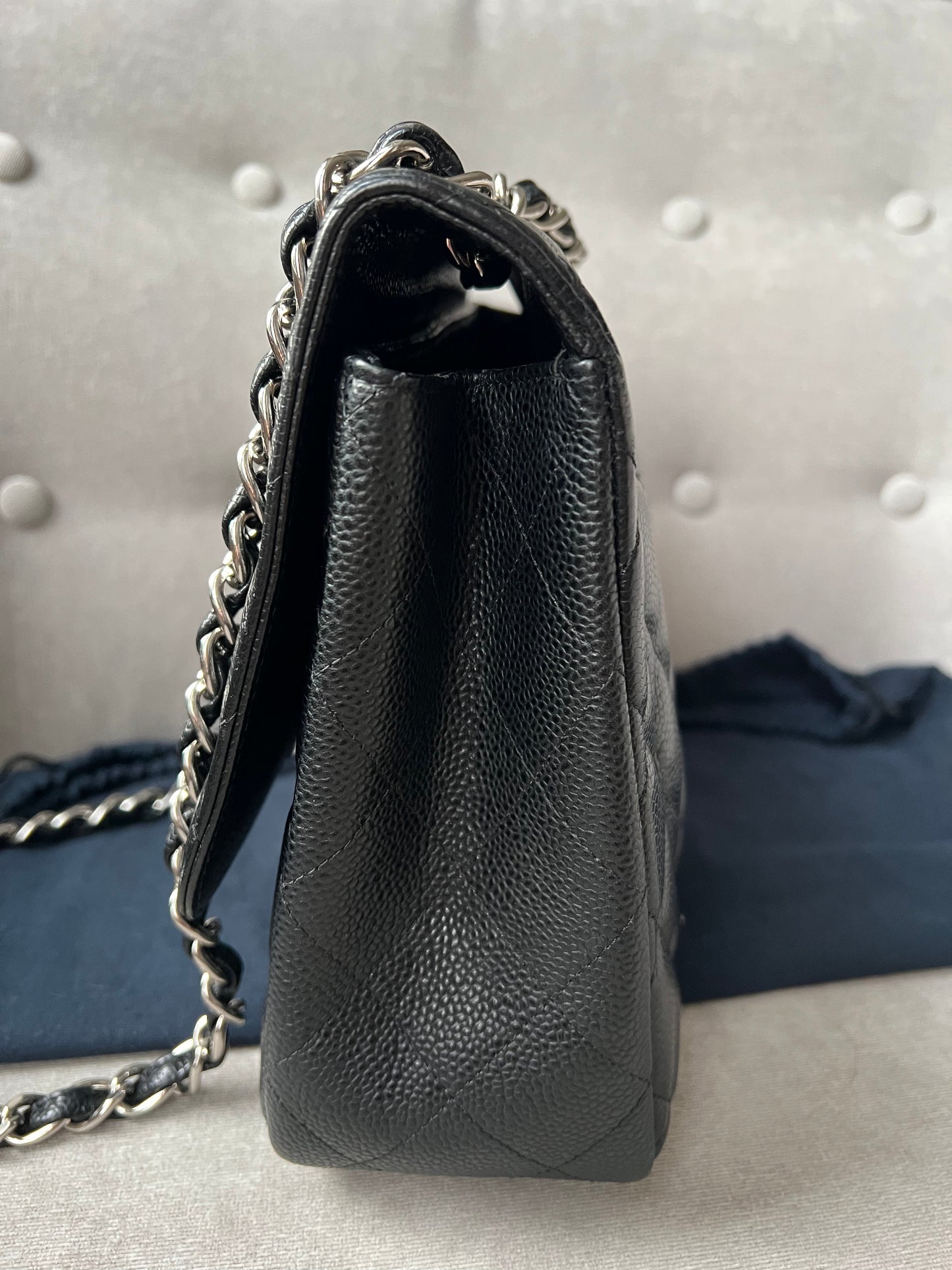 Chanel Jumbo Single Flap in Black Caviar Silver Hardware