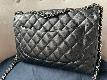 Chanel Jumbo Single Flap in Black Caviar Silver Hardware