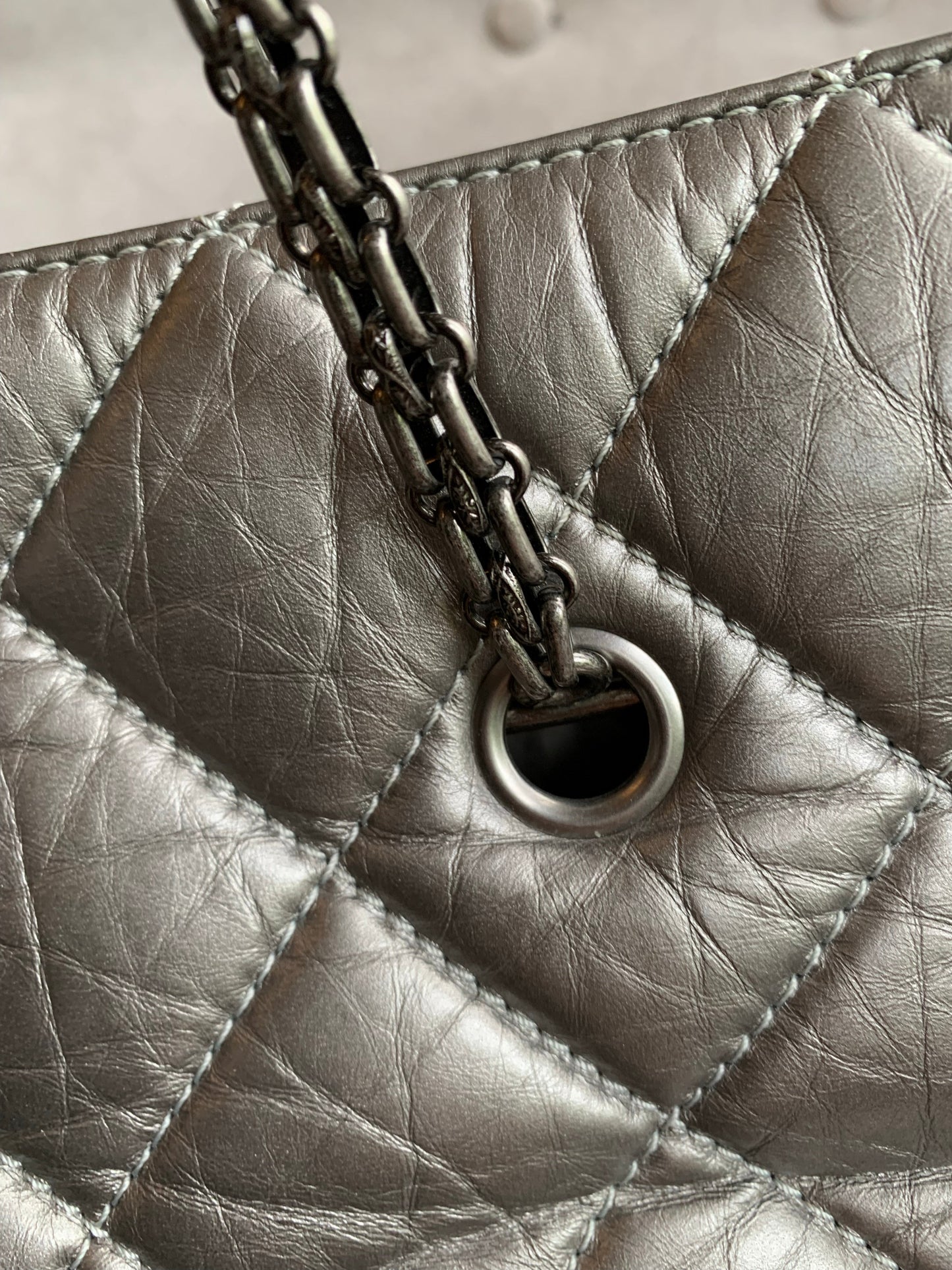 Chanel Large 2.55 Silver Grey Reissue Chain Tote