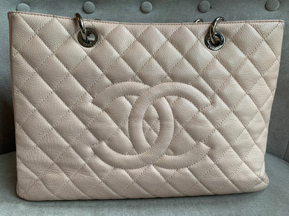 Chanel Light Pink Caviar Grand Shopper Tote with silver hardware (GST)