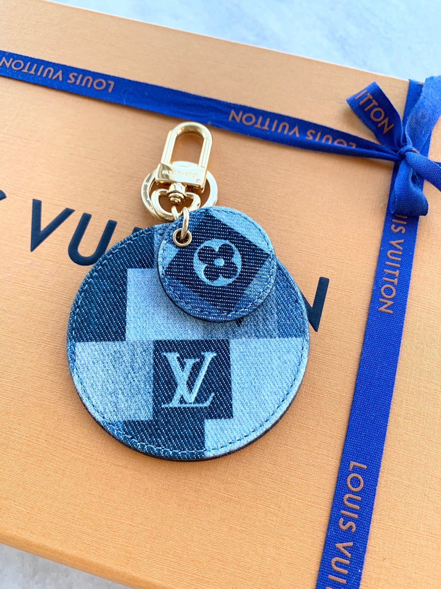 [SOLD]Louis Vuitton  Denim Monogram Patchwork Bag Charm/Key Holder