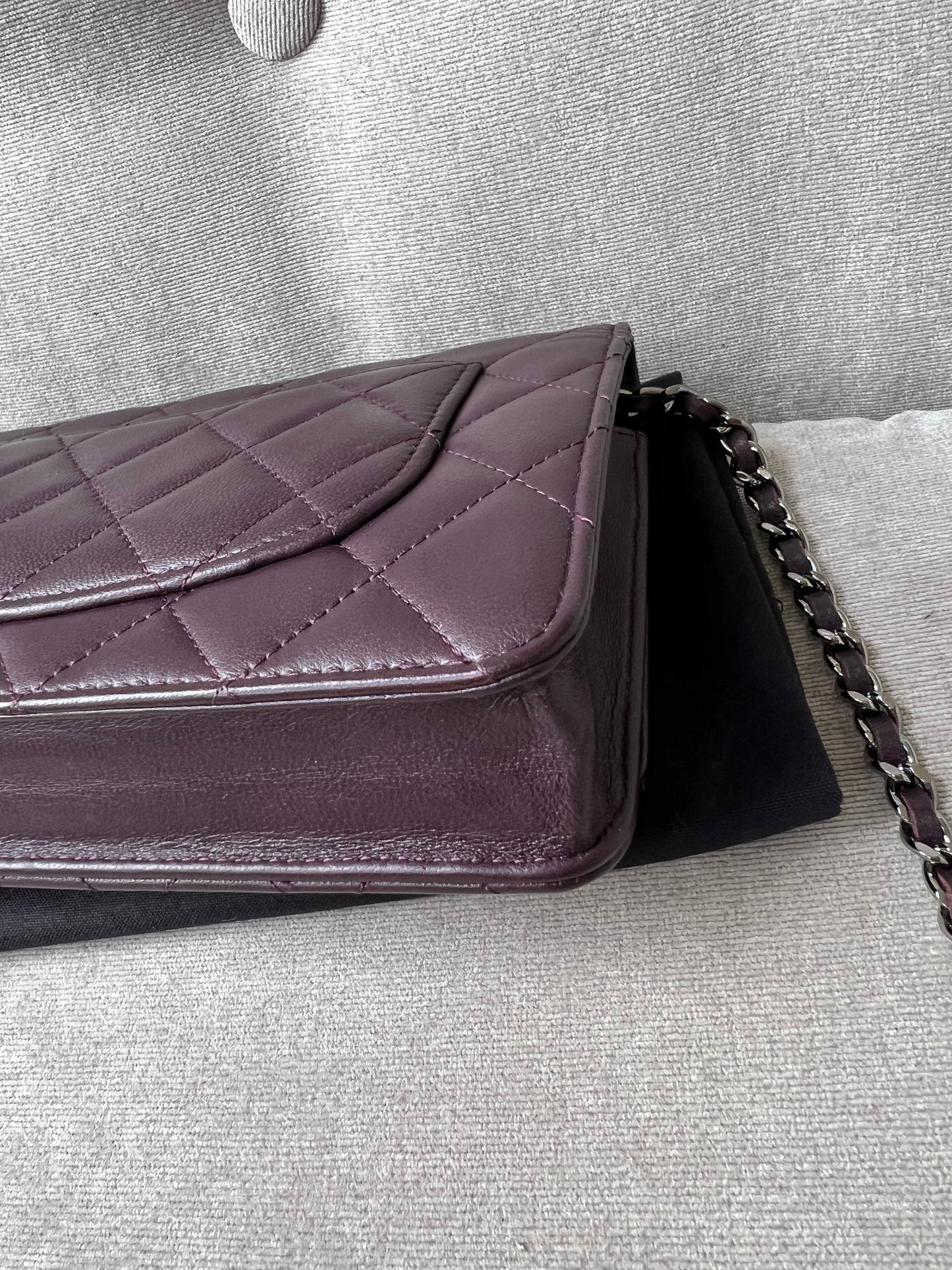 Chanel Aubergine Lambskin Wallet on Chain