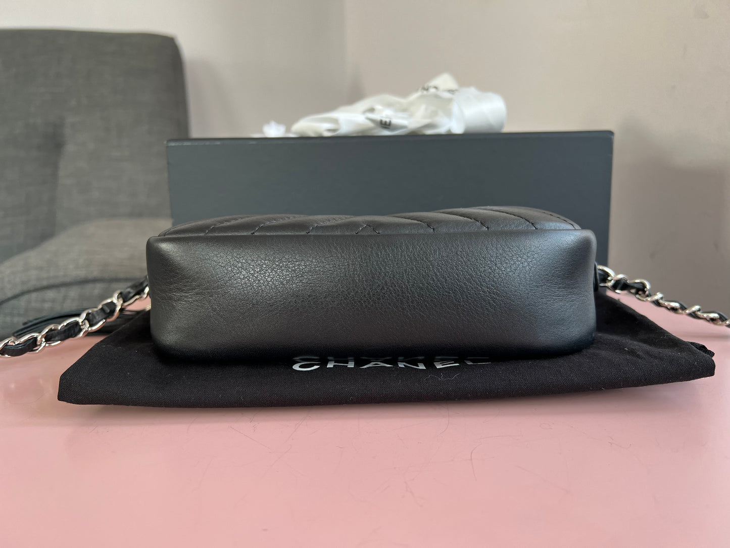 Chanel Black Chevron Camera Bag