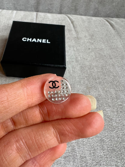 Chanel Diamante Resin Stud Earrings with CC Detail