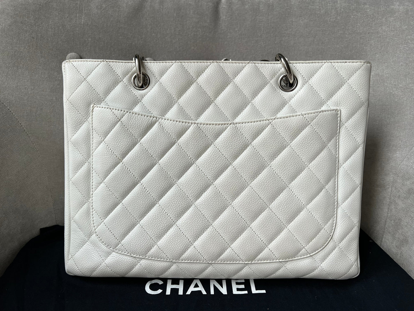 Chanel White Caviar Grand Shopper Tote (GST)