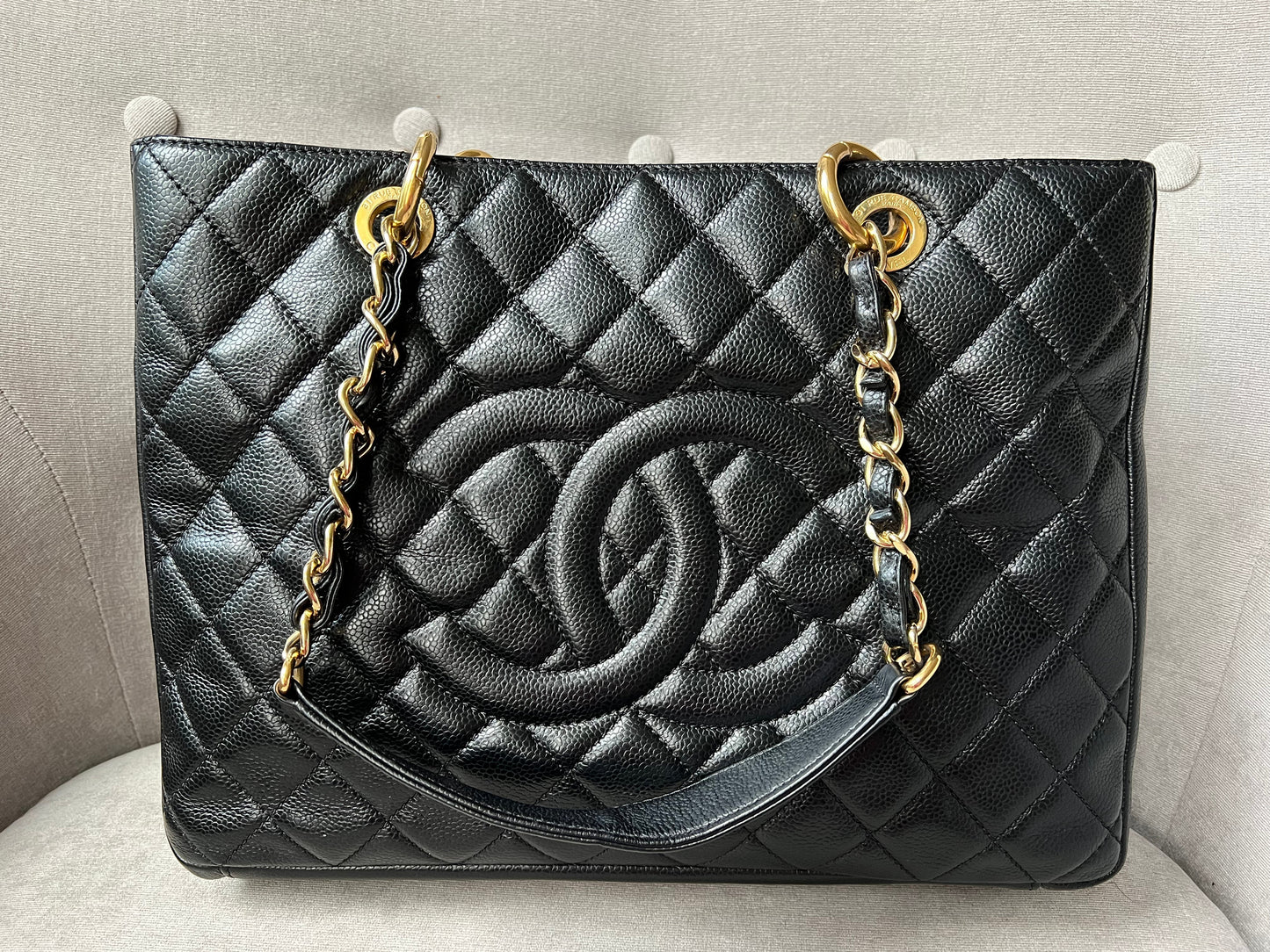 Chanel Black Caviar Grand Shopper Tote Gold Hardware (GST)