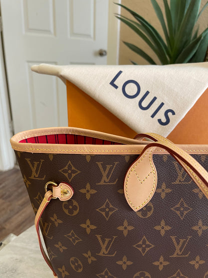 Louis Vuitton 2022 Neverfull MM Monogram Tote Bag in Cherry