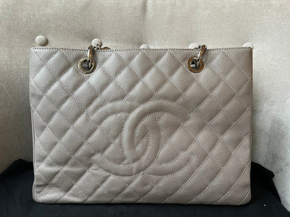 Chanel Grey Caviar Grand Shopper Tote (GST) Silver Hardware