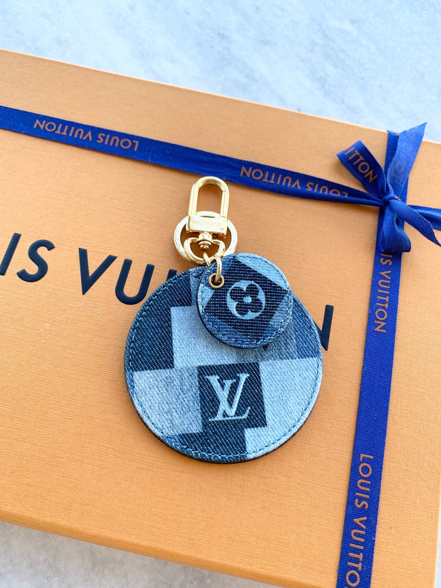 [SOLD]Louis Vuitton  Denim Monogram Patchwork Bag Charm/Key Holder