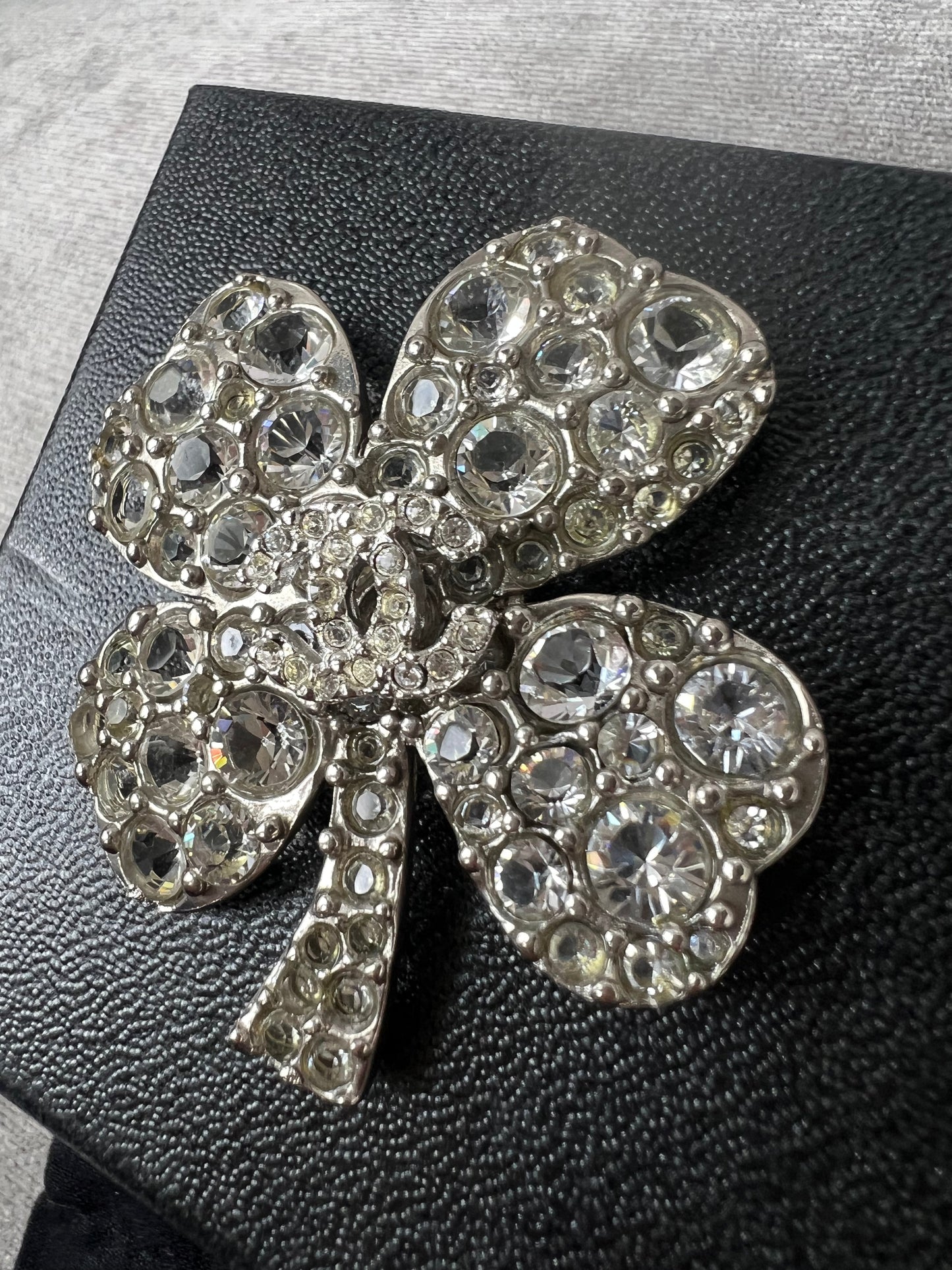 Chanel Crystal Encrusted Lucky Clover Brooch