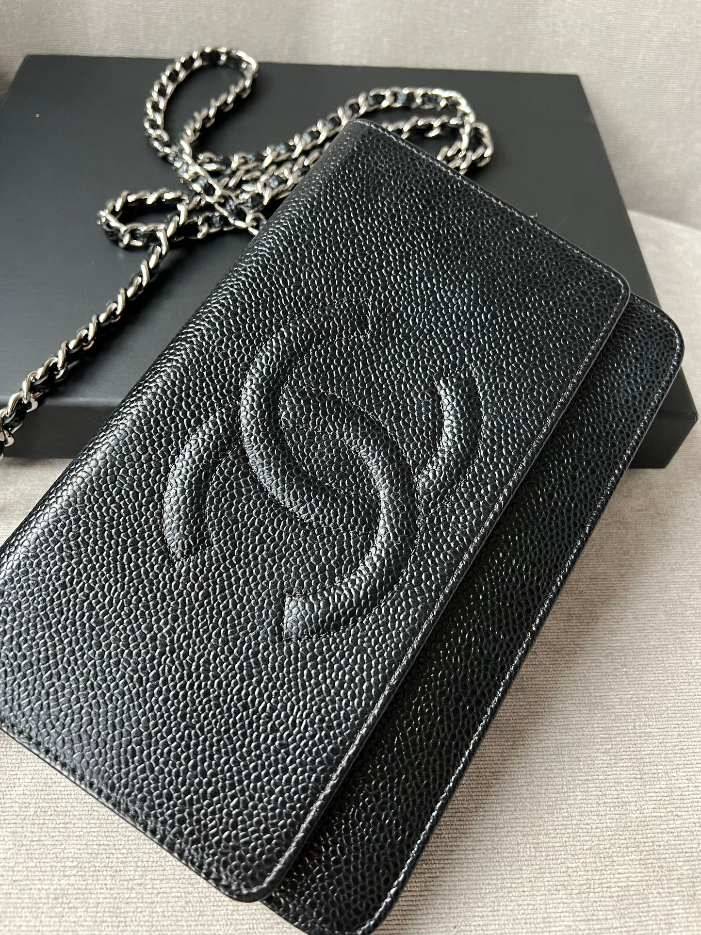 Chanel Black Caviar Timeless Wallet on Chain