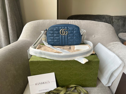 Gucci Aria GG Blue Marmont Small Shoulder Bag (RRP £1250)