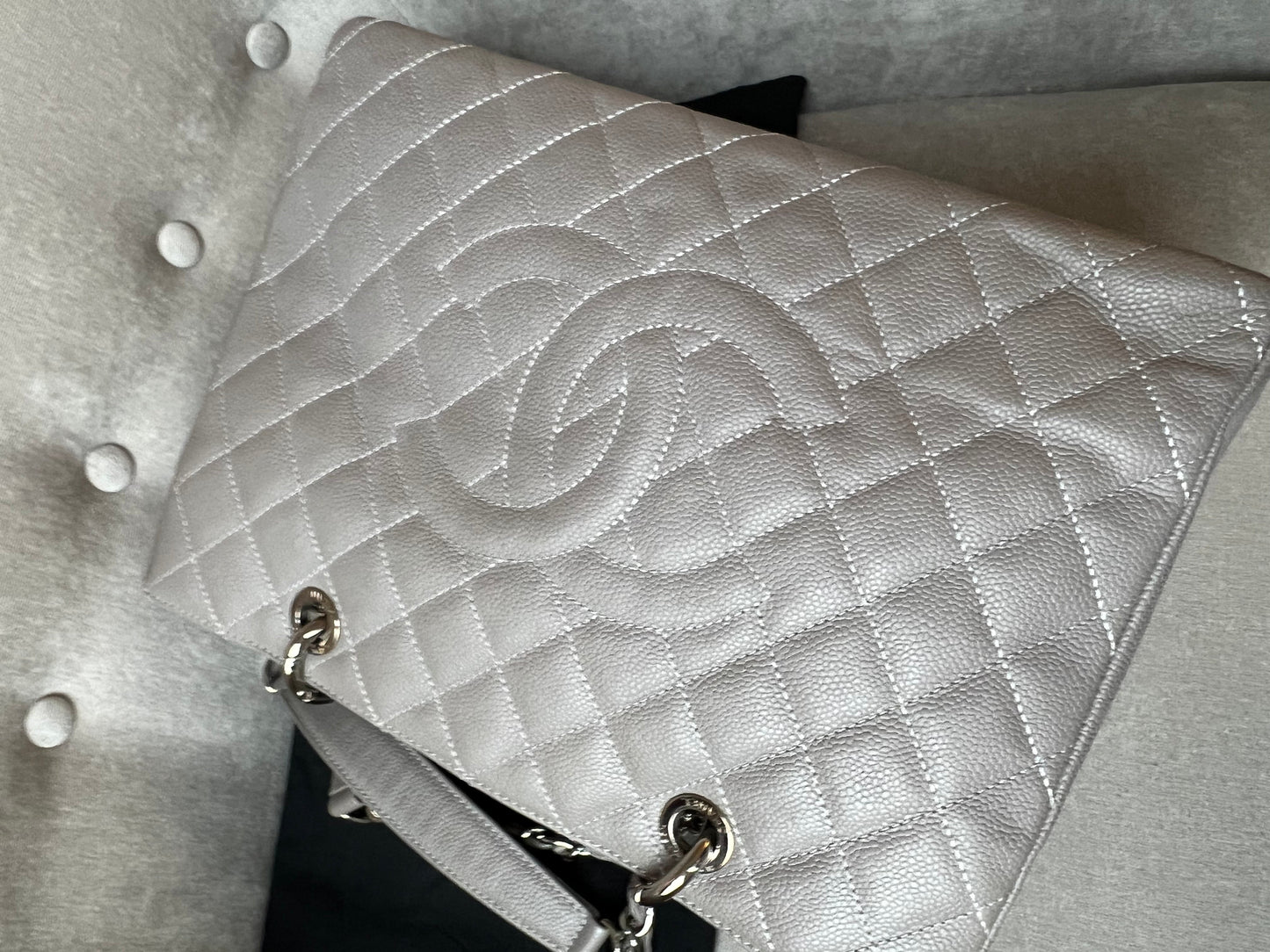 Chanel Grey Caviar Grand Shopper Tote (GST) Silver Hardware