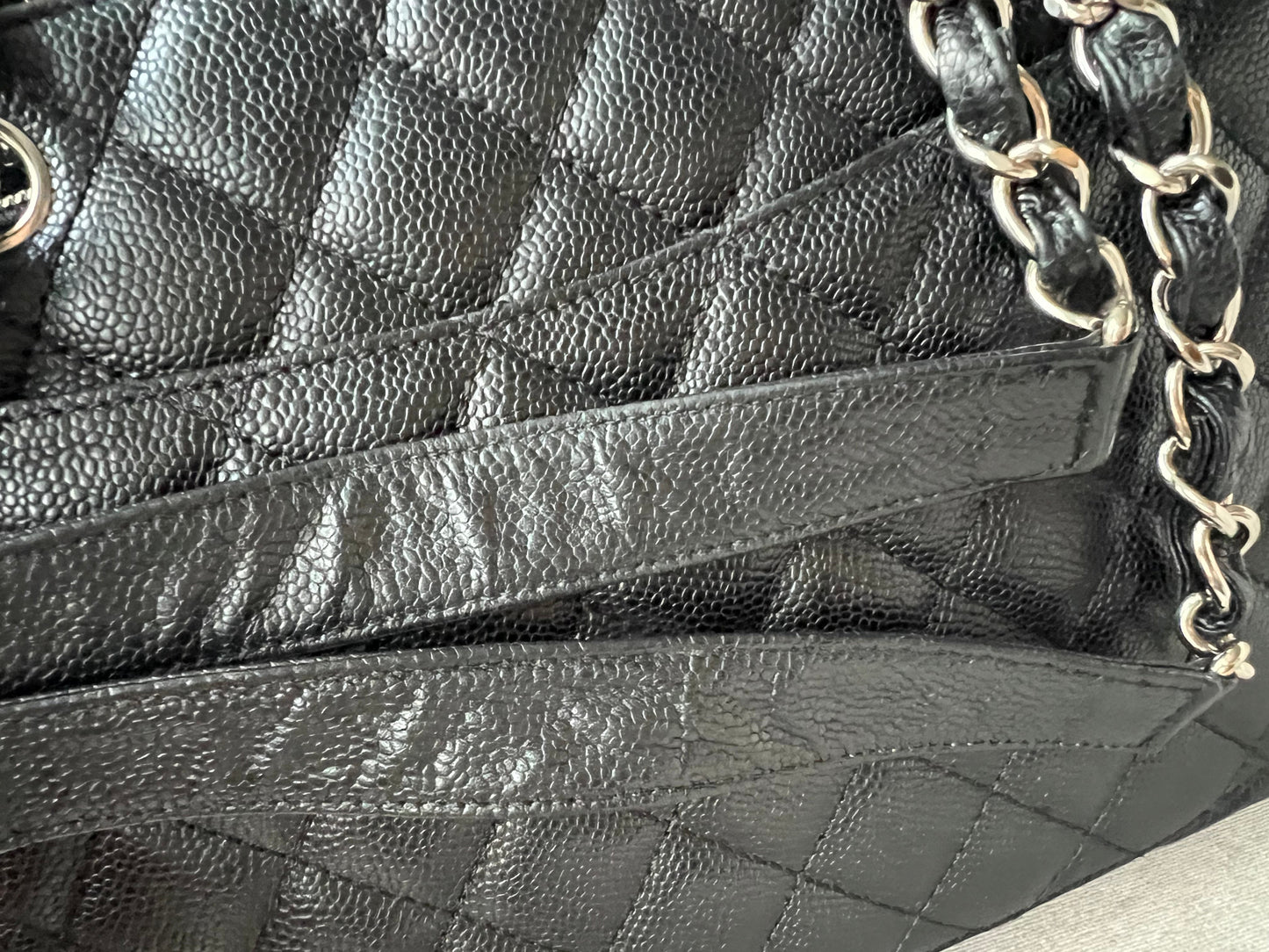 Chanel Black Caviar Grand Shopper Tote (GST) Silver Hardware