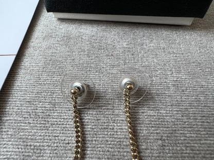 Chanel CC Chain Drop Earrings Gold