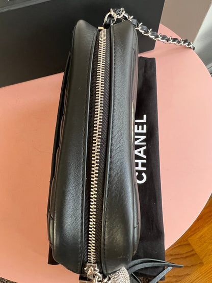 Chanel Black Chevron Camera Bag