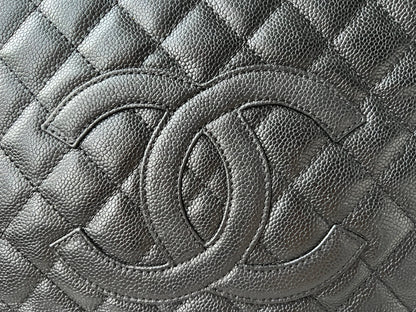 Chanel Black Caviar Grand Shopper Tote (GST) Silver Hardware