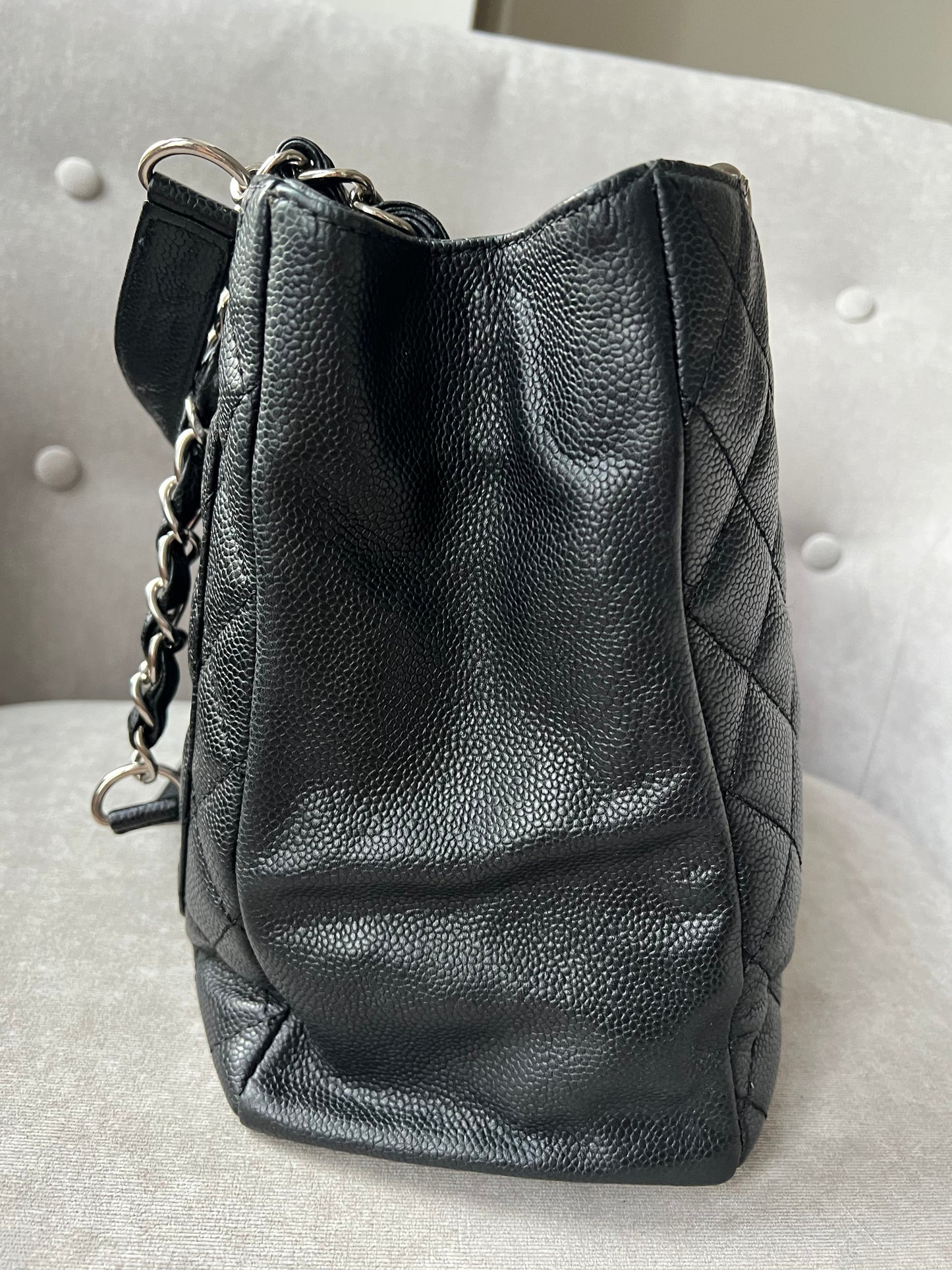 Chanel Black Caviar Grand Shopper Tote (GST) Silver Hardware