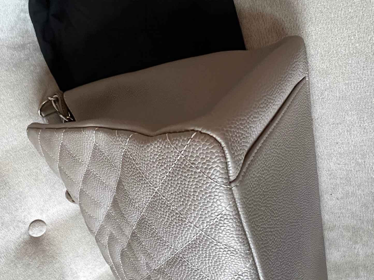 Chanel Grey Caviar Grand Shopper Tote (GST) Silver Hardware