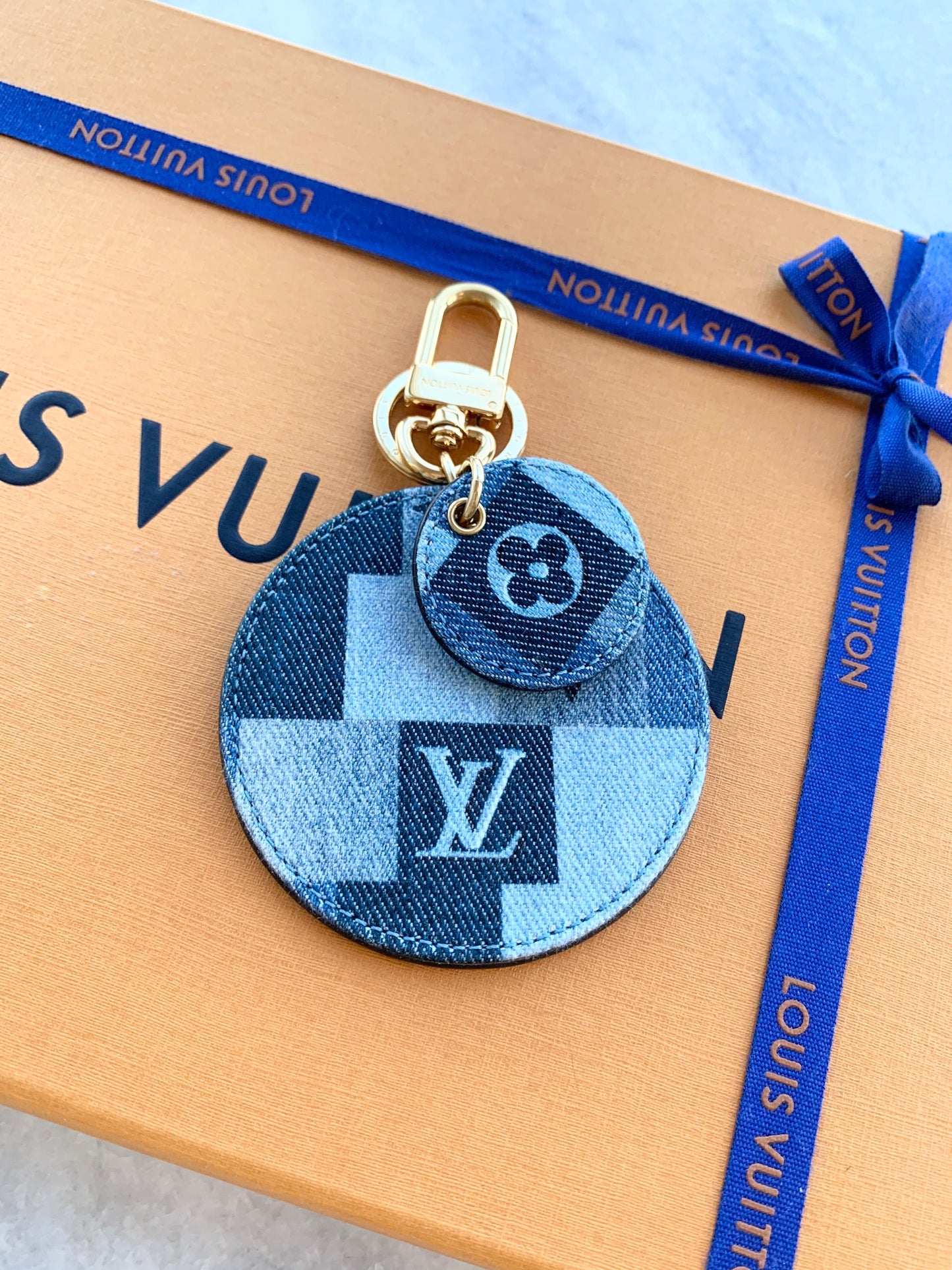 [SOLD]Louis Vuitton  Denim Monogram Patchwork Bag Charm/Key Holder