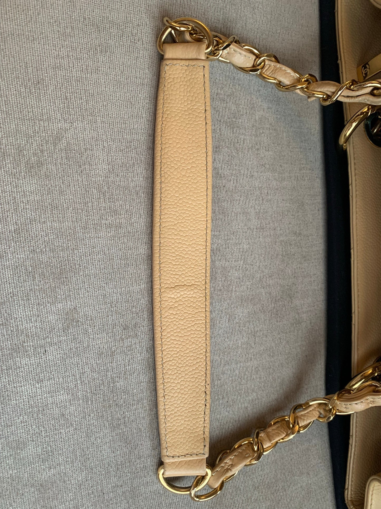 Chanel Beige Caviar Grand Shopper Tote with gold hardware (GST)