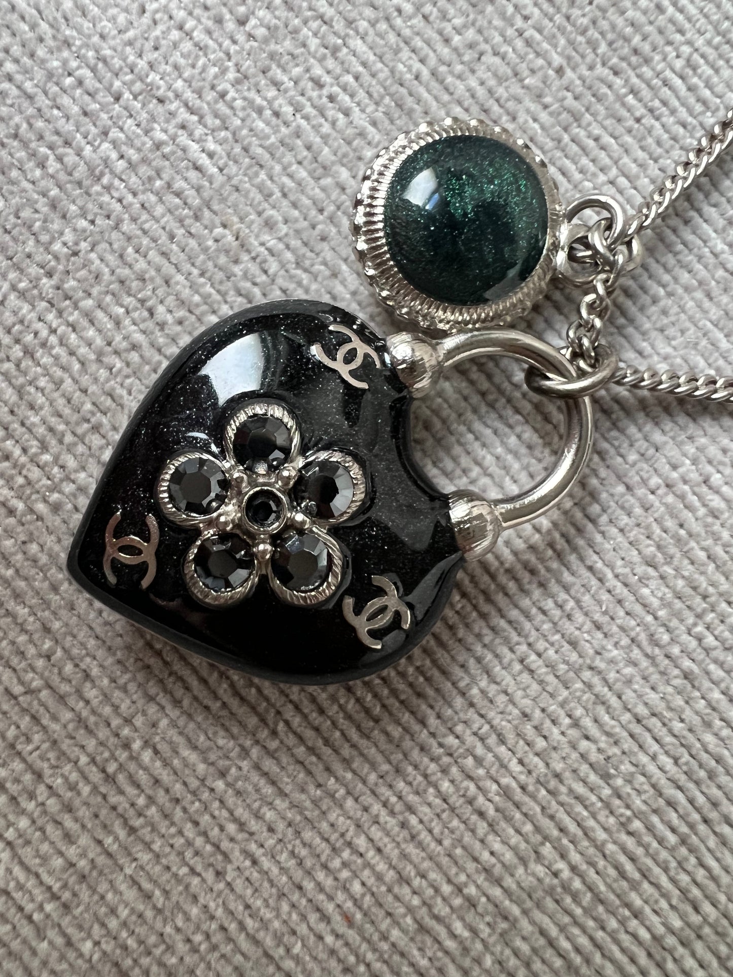 Chanel Resin Flower Heart Pendant Necklace