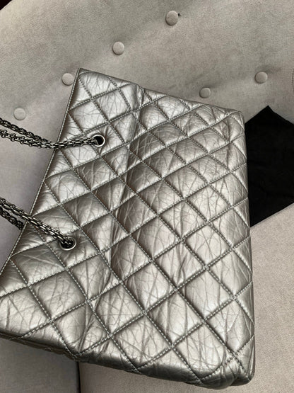 Chanel Large 2.55 Silver Grey Reissue Chain Tote