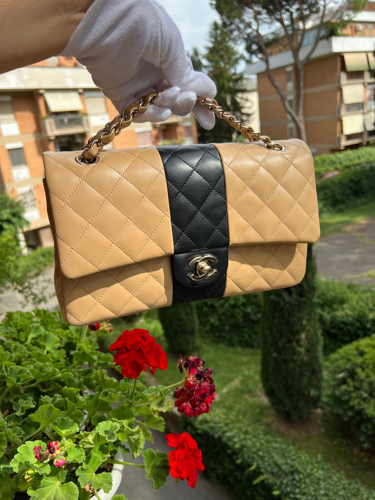 Chanel Classic Flap Beige & Black Medium