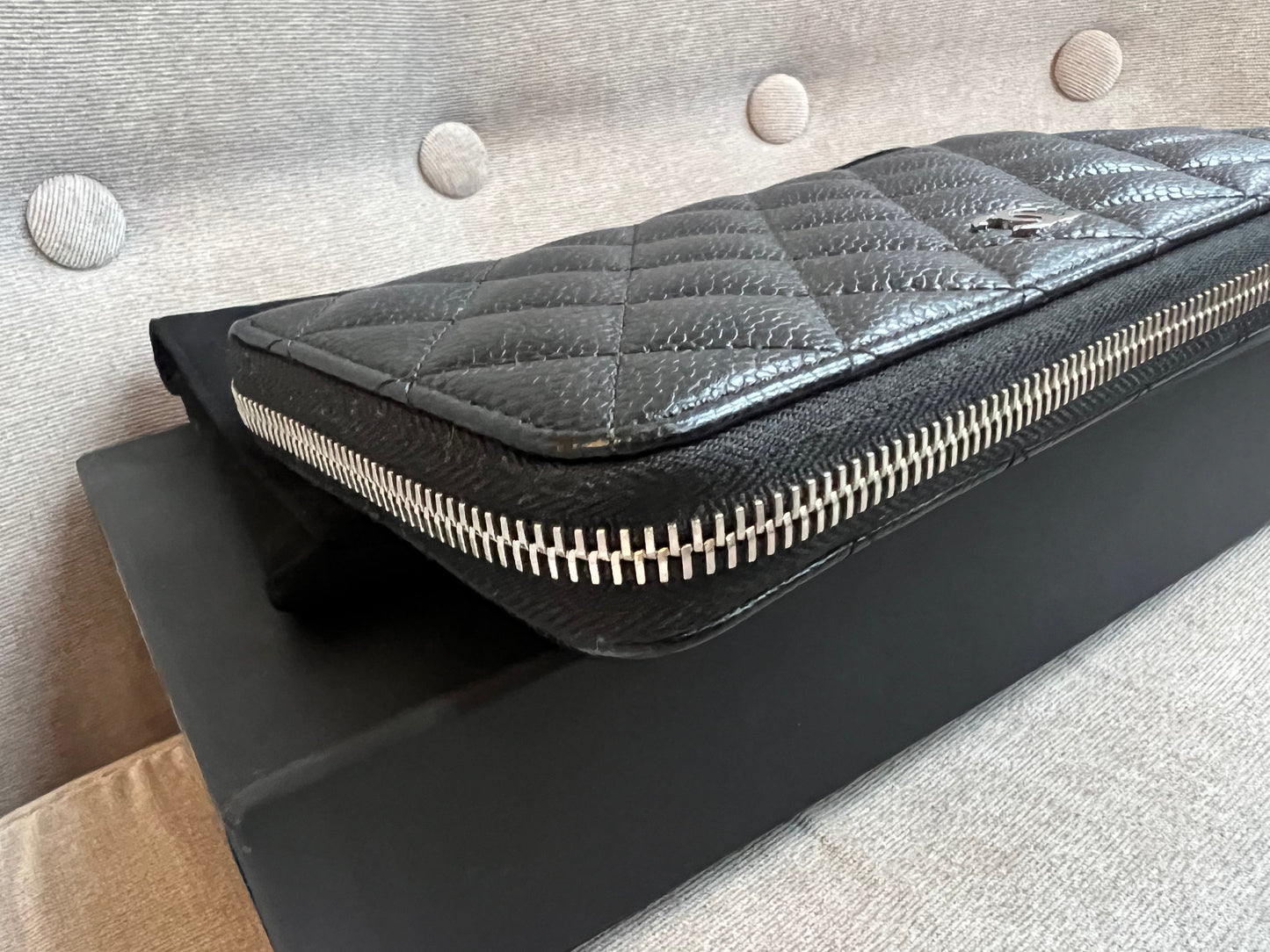 Chanel Black Caviar Classic Long Zipped wallet with Silver Hardware (RRP £1150)