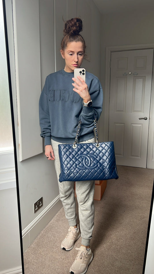 Chanel XL Dark Blue Caviar Grand Shopper Tote (GST)