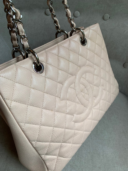 Chanel Light Pink Caviar Grand Shopper Tote with silver hardware (GST)